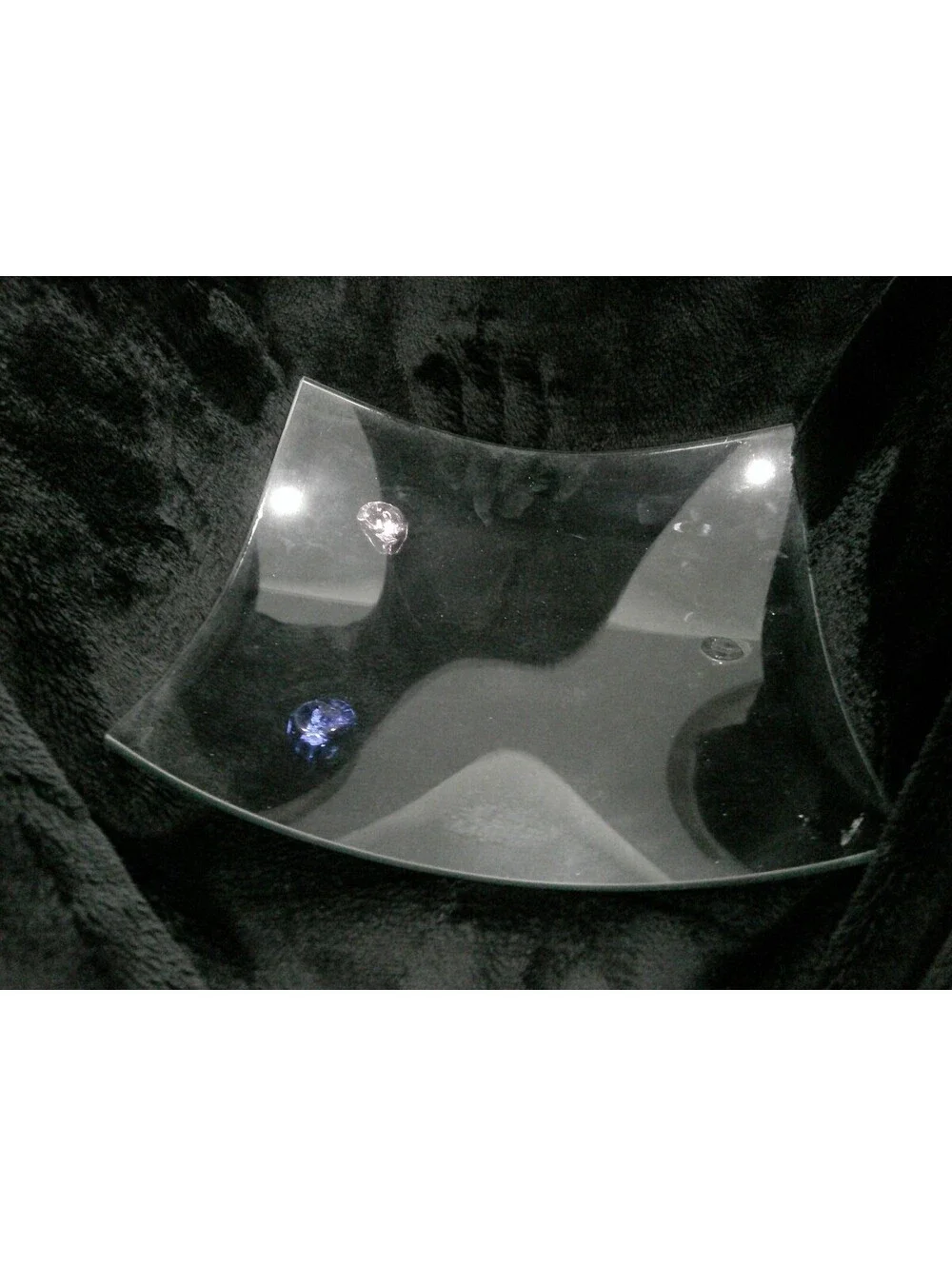 Clear Glass Decorative Dish with Colored Gem Accents